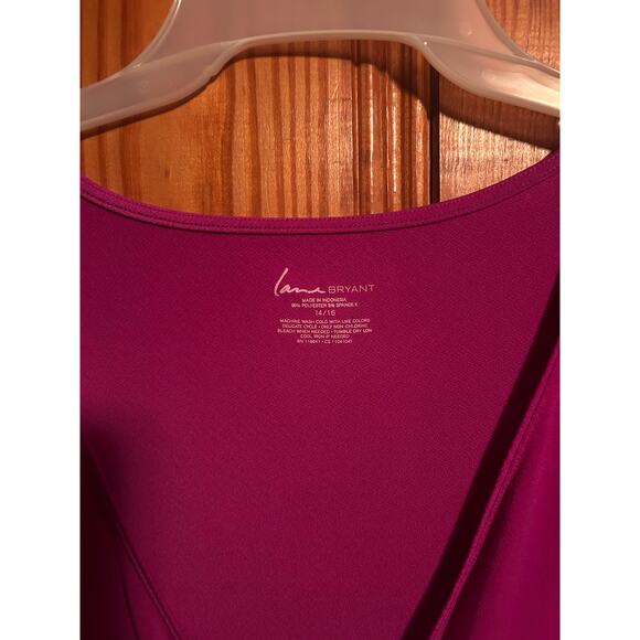Lane Bryant magenta pink ruched wrap stretch slinky blouse size 14/16 XL - Picture 3 of 3
